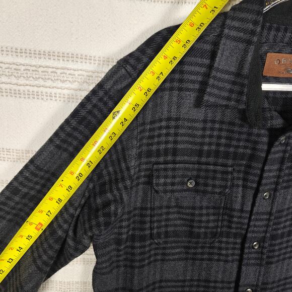 Orvis Men’s Plaid Flannel Shacket Button Up Shirt Jacket Gray Black Size L - Picture 7 of 11
